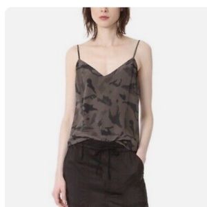 L’ Agence silk tank top camouflage camo print size XS